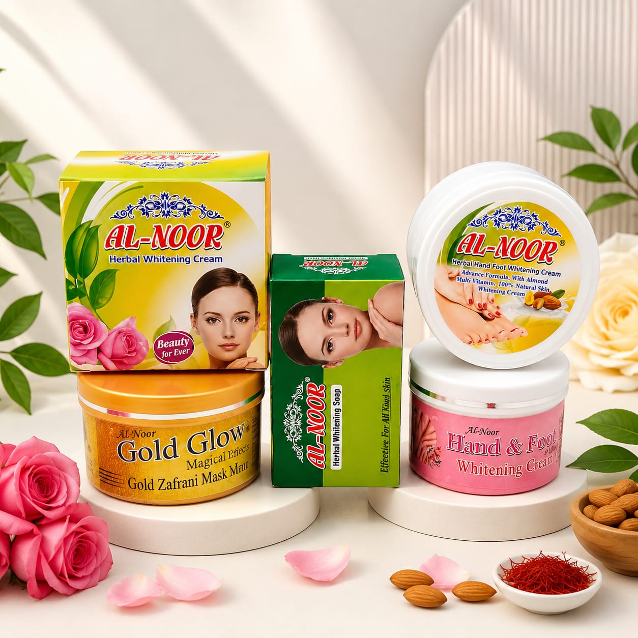 Hands Feet Face Whitening Package with Double Massage Cream